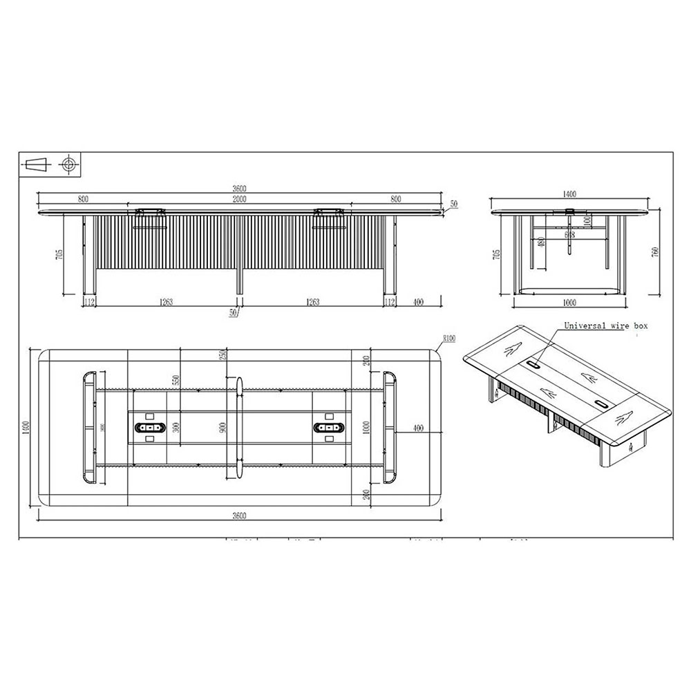 Заседателна маса RFG Parma 360/140/75h орех-сиво
